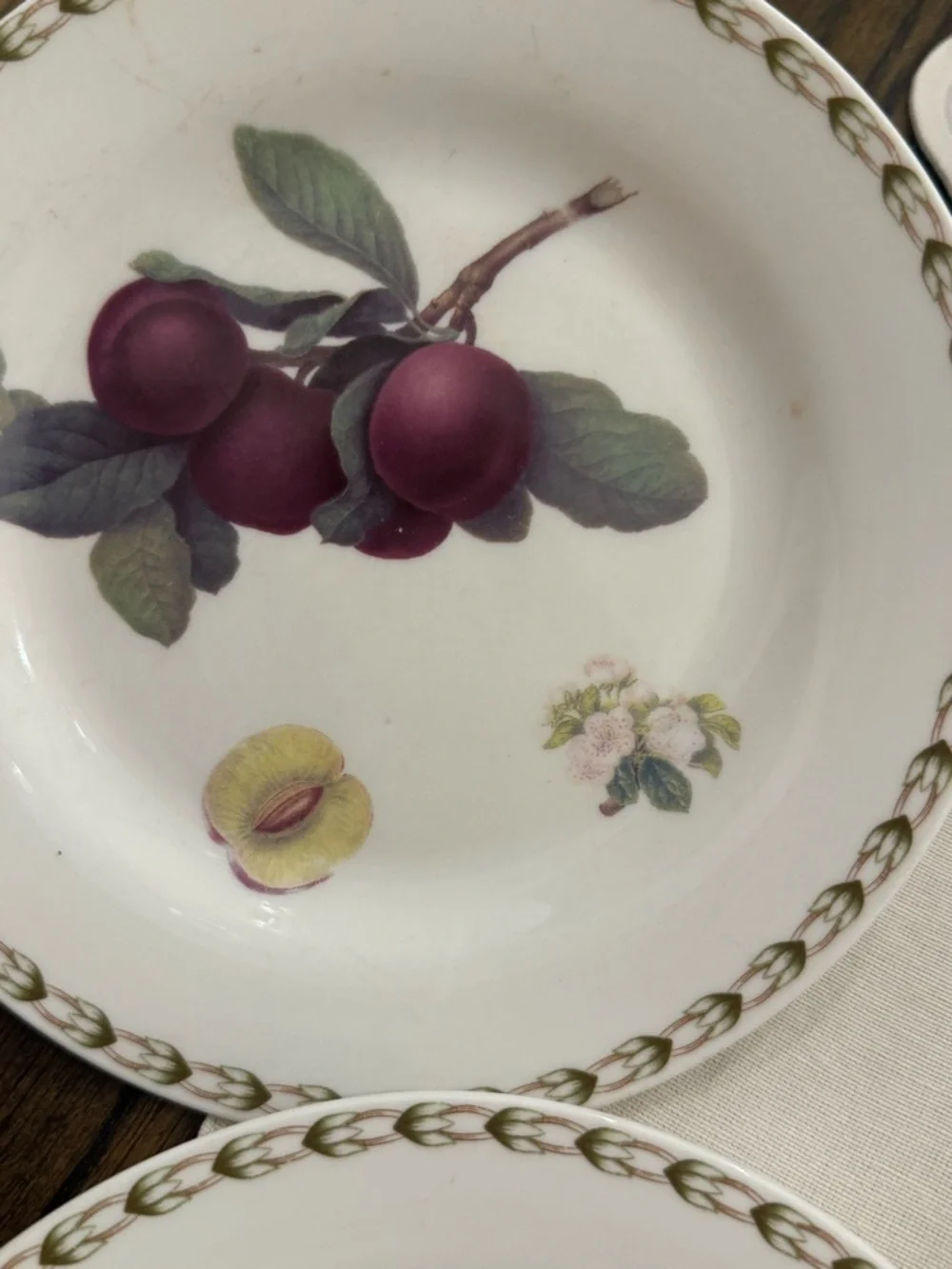 Queens Royal Horticultural Society Hookers Fruit Salad Plates (3) 8-3/8